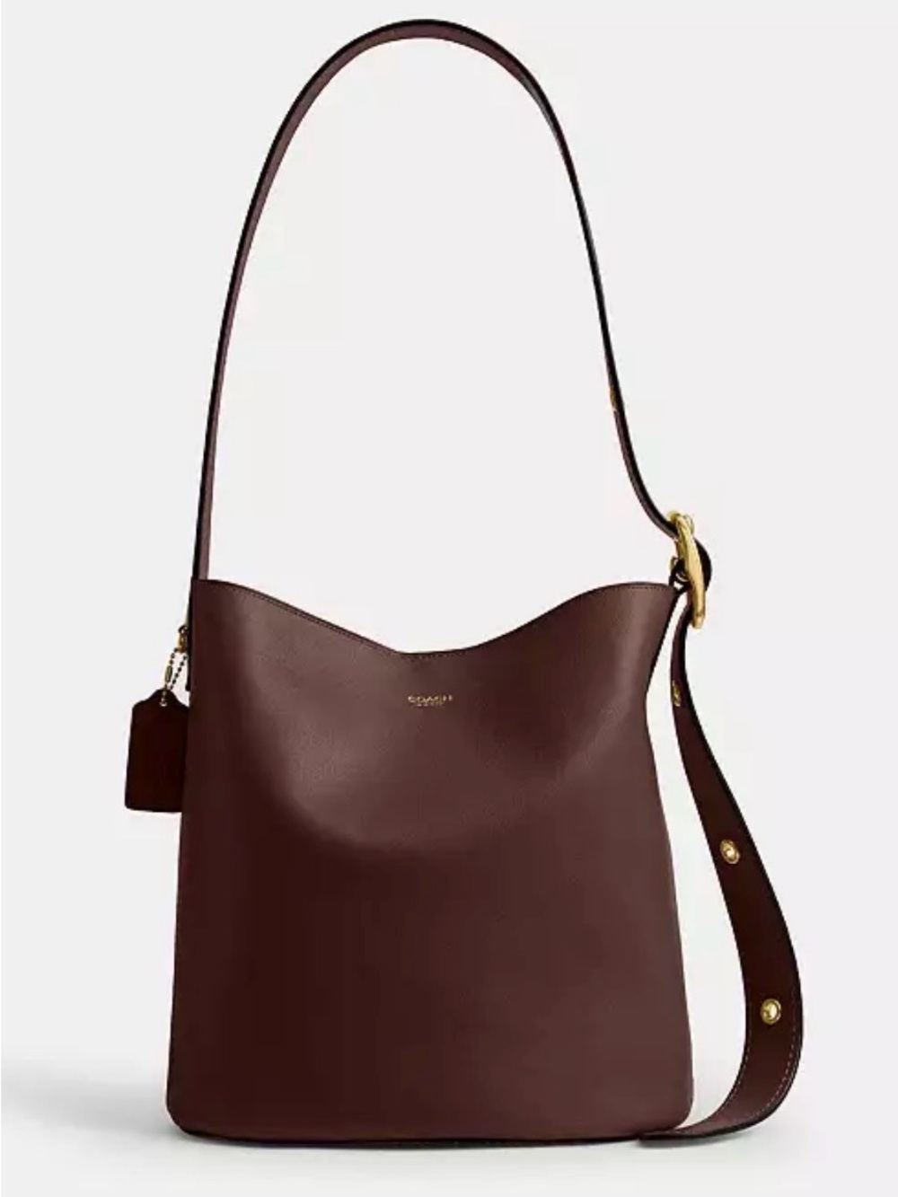 Coach Bleeker Pebble Leather Shoulder Hobo in Dark Brown with Gold Hardware